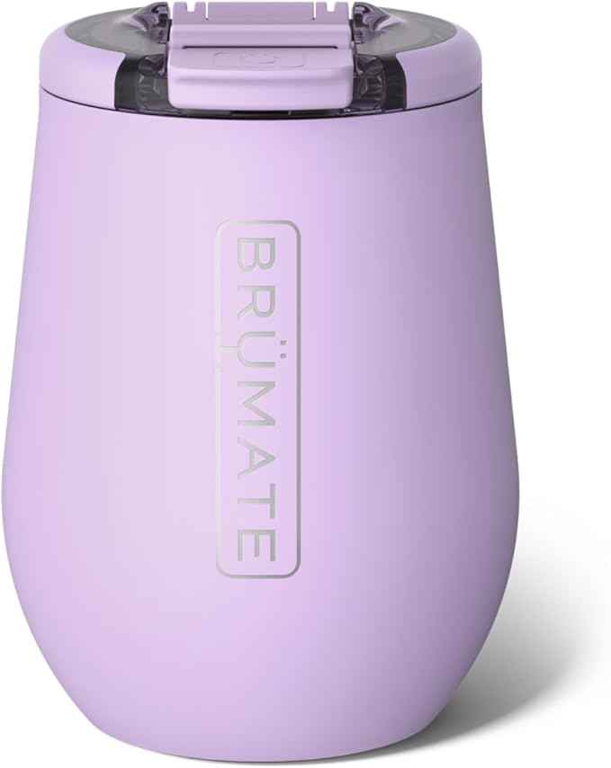 BrüMate Uncork'd 14oz 100% Leakproof Insulated Wine Tumbler | Locking Lid | Insulated Stainless Steel Wine Glass | Perfect For Travel & Outdoors | BPA-Free (Lavender)