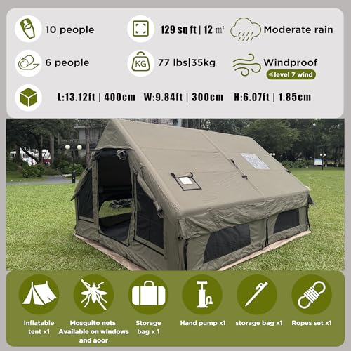 Luxury Inflatable Canvas Tent for Camping with Stove Jack