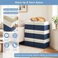 Large 22 Quart Linen Fabric Foldable Storage Bin Cube Organizer Basket with Flip (4 Count)
