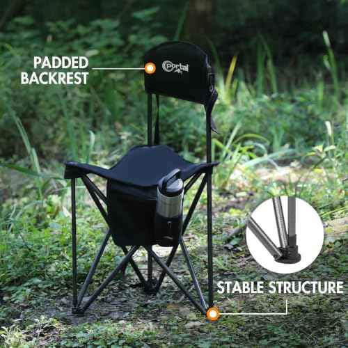 Extra Large Quick Folding Tripod Stool 2 Pack with Backrest Fishing Camping Chair with Carry Strap