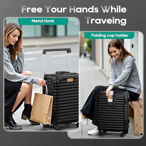 20 Inch Carry on Luggage with Aluminium Frame and Front Pocket