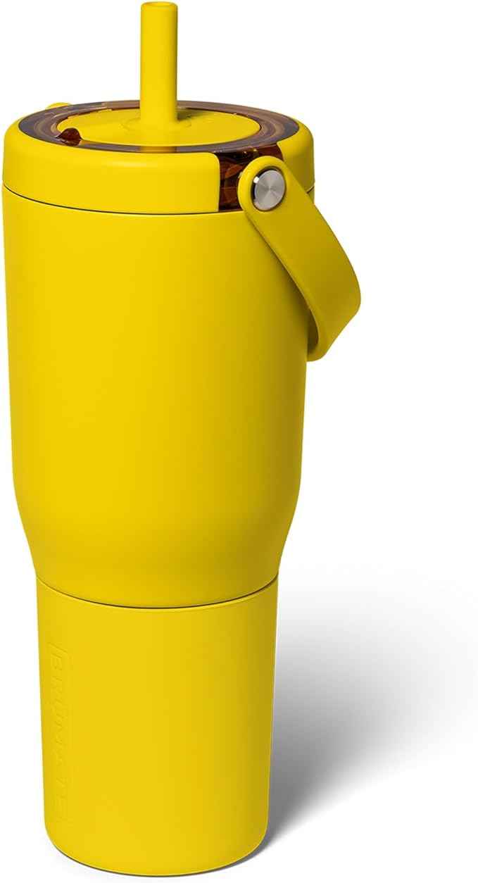 BrüMate Resa 35oz 100% Leakproof Travel Tumbler with Handle & Straw | Flexible SoftSip Straw | Silicone Sleeve for Durability | Stainless Steel | Cup Holder & Travel Friendly Water Bottle (Pineapple)