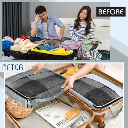 5 Pcs Packing Cubes for Suitcase Large Travel Cubes Carry on Luggage Organizer Bags for Clothes Accessories (5 Count)