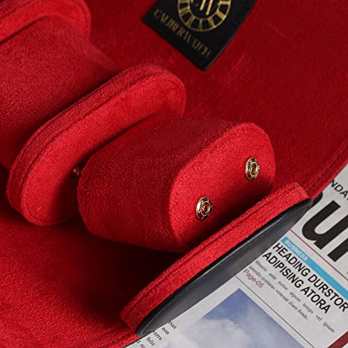 Genuine Napa Leather Watch Roll Travel Case for 3 Watches