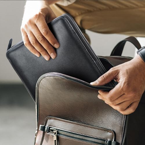 Polare Napa Leather Travel Cable Organizer Case Electronics Accessories Carry Bag with YKK Zippers Tech Storage Bag for Cables