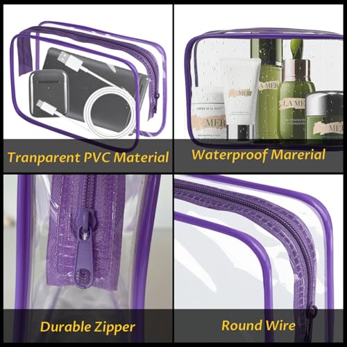 16 Pieces Clear Makeup Bag PVC Zippered Clear Toiletry Carry Pouch Portable Cosmetics Bag Waterproof Makeup Bag Vinyl Plastic Organizer Case for Travel Vacation Bathroom (16 Count)
