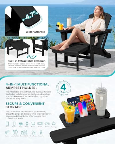 Folding Adjustable Adirondack Chair with Footrest