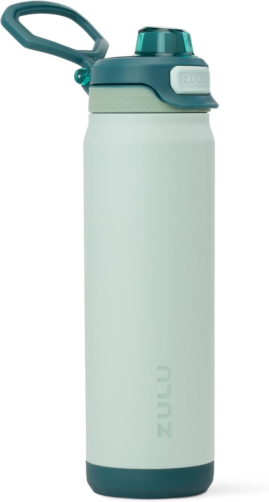 ZULU Powerfill Pro 24oz Stainless Steel Water Bottle with Quick Fill Lid, Triple Walled Vacuum Insulated Metal, Leak Proof Locking Lid, Sip and Chug, Reusable BPA Free, Evergreen - Roamly