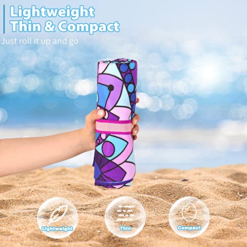 Microfiber Beach Towel with Bag Oversized 71x32 Sand Free 4 Pack (4 Count)