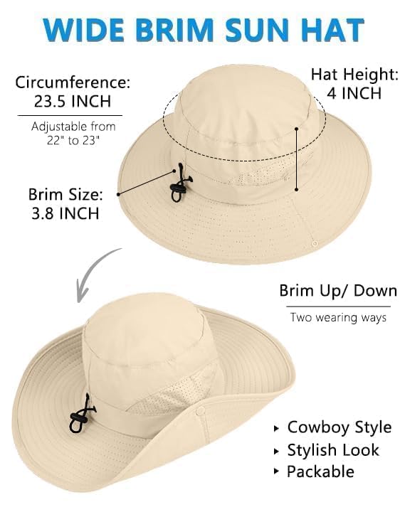 UPF 50+ Wide Brim Sun Hat with Neck Flap