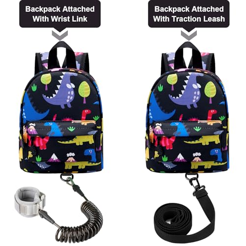 Toddler Leash Baby Dinosaur Backpack Harness with Anti Lost Wrist Link