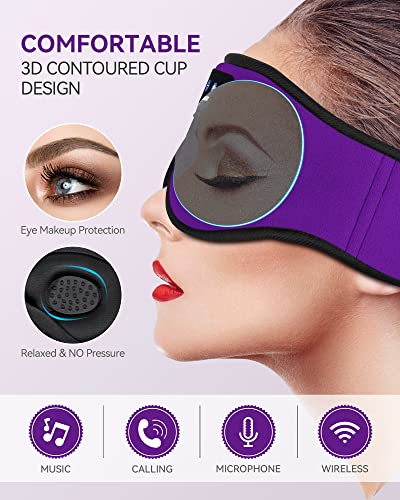 3D Sleep Headphones Bluetooth 5.4 Sleep Mask with HD Speakers