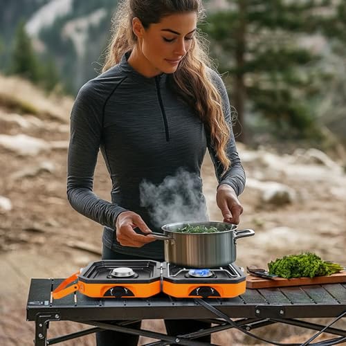 Adjustable 2 Burner Portable Stove with 16000 BTU