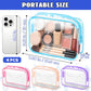 4Pack Clear Makeup Bags Waterproof Organizer Bags with Zipper Transparent Travel Cosmetic Bag TSA Approved Toiletry Bag Pouch Case for Vacation Airport Airline Compliant (4 Count)