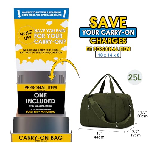18" Carry on Bag Underseat for Airplane with Wet Pocket Spirit Airlines Personal Item Bag Travel Duffel Bag Small Gym Bag Weekender Overnight for Women and Men