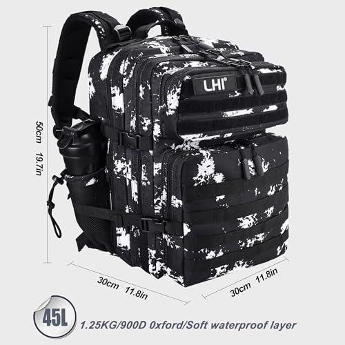 Military Tactical Backpack for Men and Women 45L Army 3 Days Assault Pack Bag Large Rucksack with Shoe Compartment