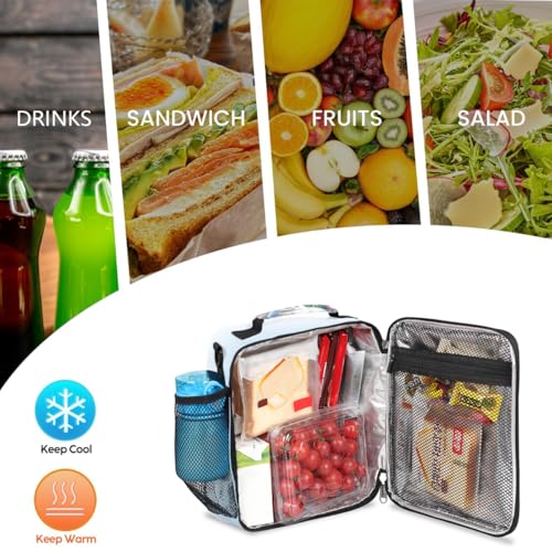 Cat Flower Kids Lunch Box for Girls Boys Reusable Insulated Lunch Bag for Kids Toddler Thermal Cooler Spacious Lunchbox with Shoulder Strap Lunchbag for School Work Picnic (print 12)