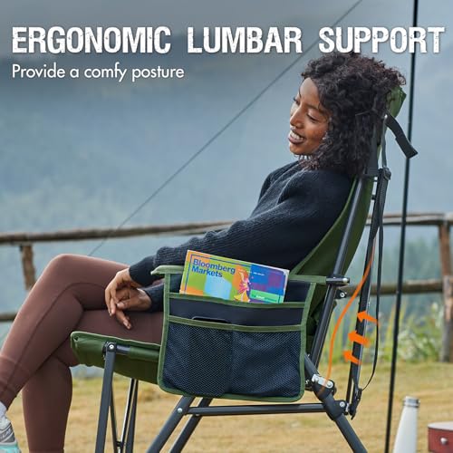 Camping Chair with Lumbar Support for Adults Folding Portable High Back Oversized