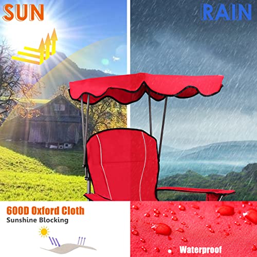 Canopy Chair Portable Folding Beach Pool Chair Lawn Chair with Canopy Two Cup Holders and Carry Bag