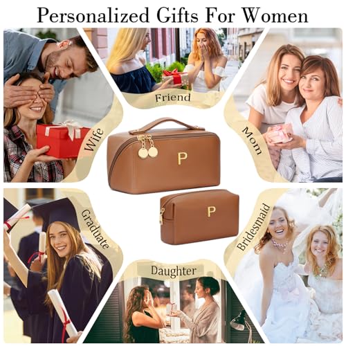 Initial Makeup Bag Personalized Gift for Women Teen Girls