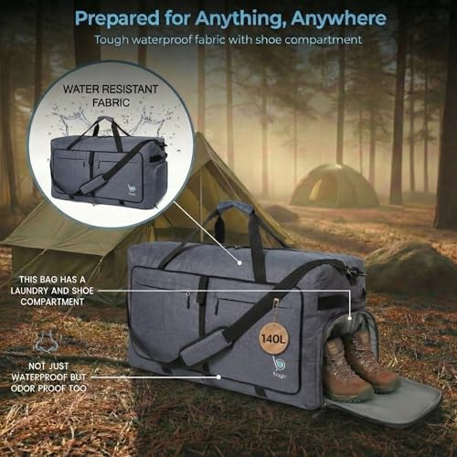 Travel Duffle Bag for Women & Men. Extra Large Foldable Duffel Bags