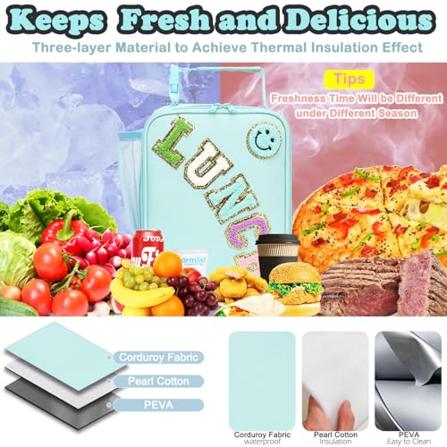 Lunch box Insulated Soft Bag Mini Cooler Back to School Thermal Meal Tote Kit With Buckle and Mesh Side Pocket for Girls