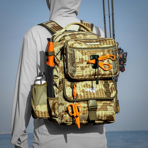 BaitSpace Fishing Backpack with Bait Binder & 2 Rod Holders