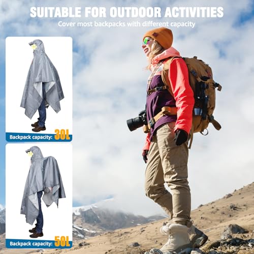 Hooded Rain Poncho for Adult Waterproof Lightweight Raincoat