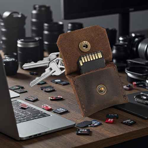 Genuine Leather SD Card Holder Keychain