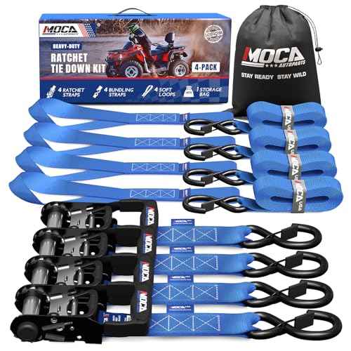 MOCA Heavy Duty Ratchet Straps Tie Down 4 Pack 1.6" x 8 ft (4 Count)