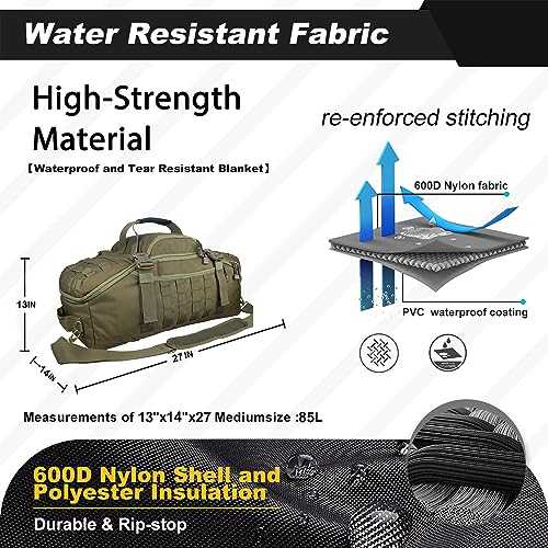 3 In 1 Tactical 45L Military Backpack Travel Duffle Bag for Weekender Gym Workout Deployment