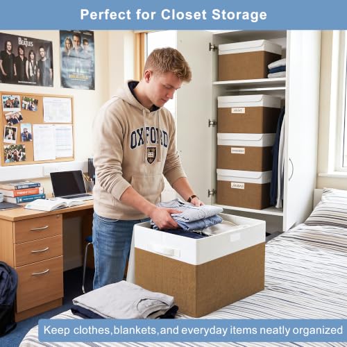 Large 17" 42 Quarts Collapsible Stackable Storage Bins with Lids [3 (3 Count)