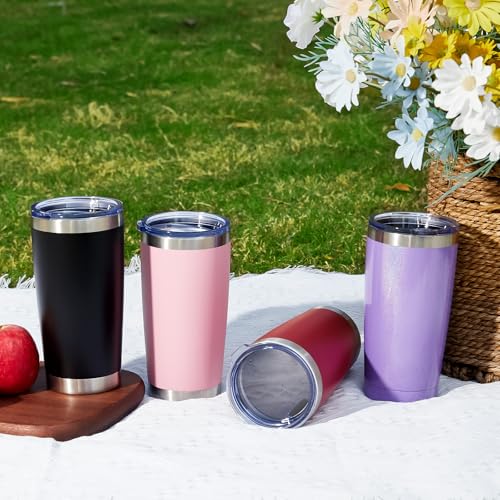 20oz Tumbler 8 Pack Double Wall Vacuum Insulated Travel Mug Bulk (8 Count)