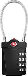 ZHEGE TSA Approved Luggage Lock, Travel Lock, 10,000 Combination Options, 5.5in Flexible Cable, Easy to Use, Secure & Solid, Suitable for Suitcase, Backpack, Briefcase (1 Pack, Black)