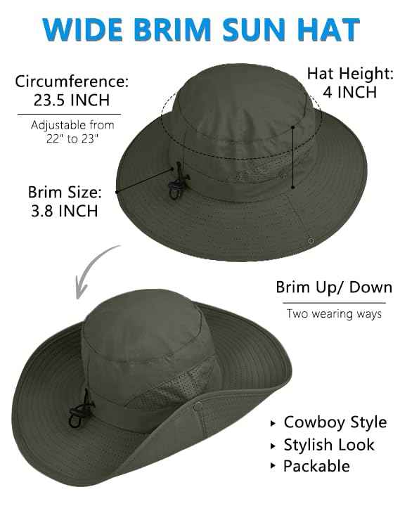 UPF 50+ Wide Brim Sun Hat with Neck Flap (2 Count)