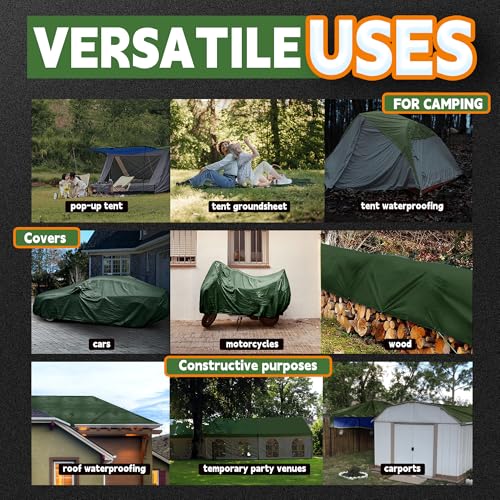 12x20 Feet Tarps Heavy Duty Waterproof 10.5 Mil Outdoor Poly Tarp