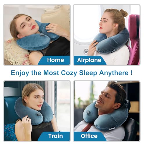 Inflatable Travel Neck Pillow for Airplane & Long Flights (2 Count)