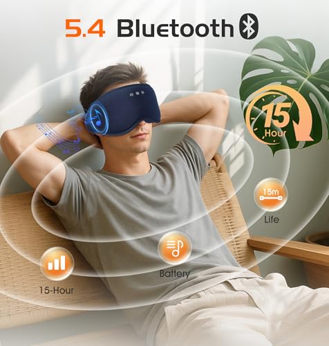 Bluetooth Sleep Mask with 2 Removable 3D Contoured Cup