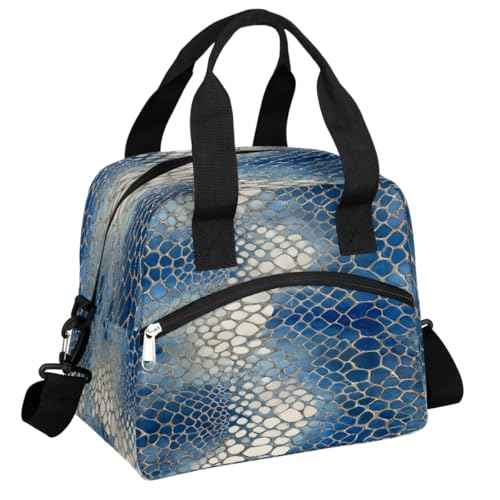 Animal Snake Print Insulated Lunch Bag for Women Men Thermal Cooler Bag Adult Lunch Box with Shoulder Strap Reusable Lunch Tote Bag Large Containers for School Picnic Work Lightweight Handbag (B 08)