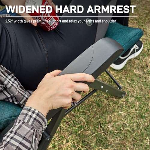 Folding Camping Recliner Chair Fully Padded with Adjustable High Back Support Portable for Adults Patio Reclining Chair Green