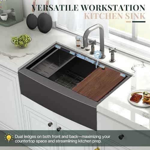 33 x 22 in Farmhouse Workstation Undermount Sink