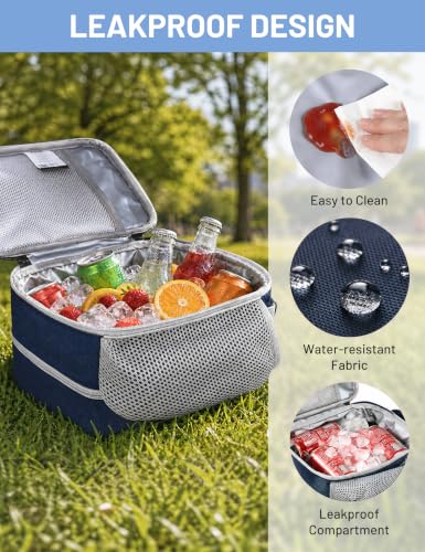 Expandable Small Lunch Box for Men Women Kids to Work School Navy Blue