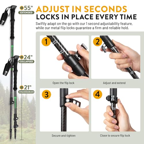 100% Carbon Fiber Trekking Poles by USA Brand
