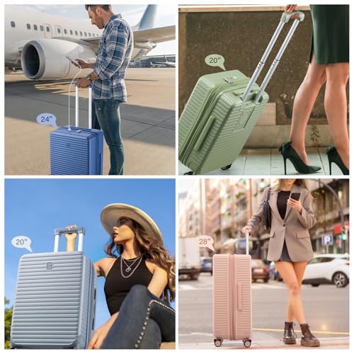 20"/24"/28" Expandable Hardshell Luggage Sets 3 Piece, Black (3 Count)