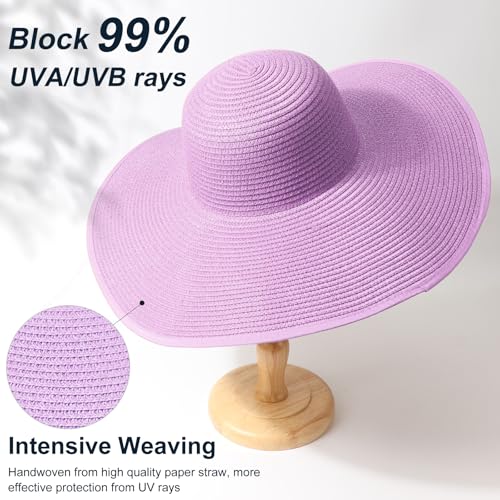 Sun Hats for Women Wide Brim Summer Hat Large Floppy Sun Straw Hat Foldable Packable Beach Hats UPF 50+