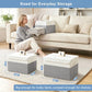 Large 22 Quart Linen Fabric Foldable Storage Bin Cube Organizer Basket with Flip (4 Count)