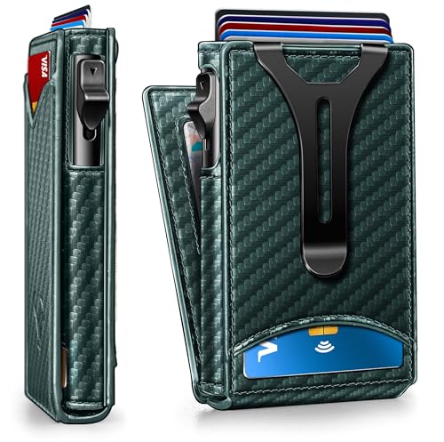 Men Slim Magnetic Leather Wallet Metal Case Money Clip 9 Cards