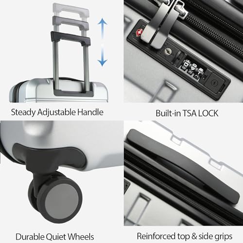 Hardside Expandable Carry On Luggage with Spinner Wheels & Built