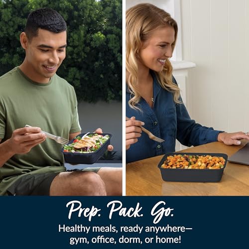 Prep - 20-Piece 1-Compartment Reusable Meal Prep Containers with Lids, PFAS & BPA Free Materials, Durable, Microwave, Freezer, & Dishwasher Safe To Go Food Storage (Navy Blue) (20 Count)
