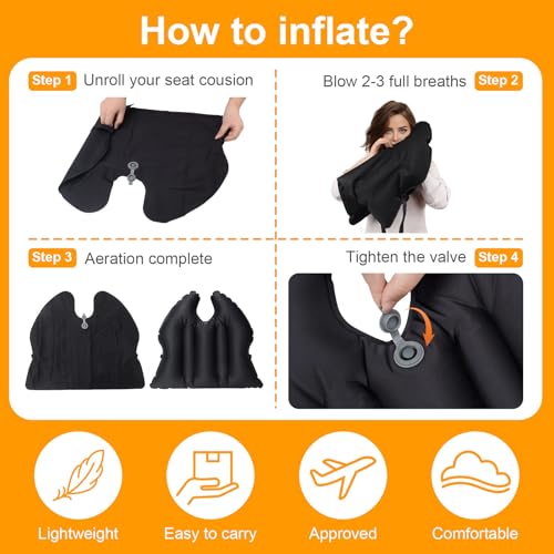 2-in-1 Inflatable Seat Cushion & Lumbar Support,Black